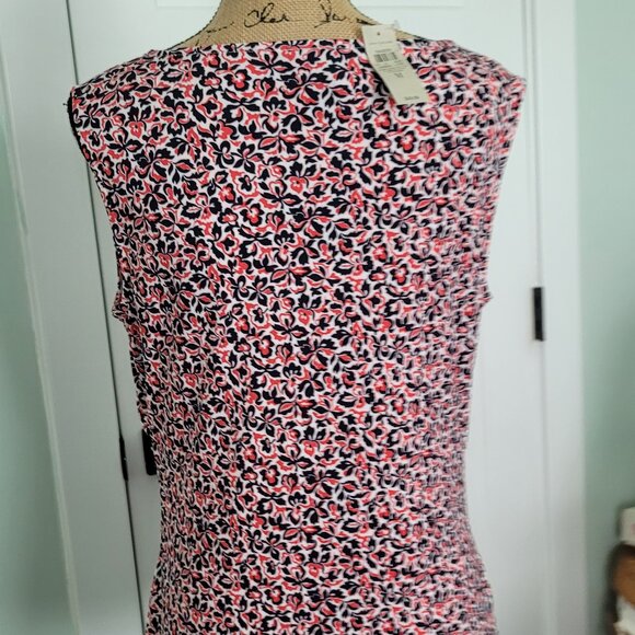 New with Tag ANN TAYLOR Printed Top Medium Draped Neck - Picture 3 of 9